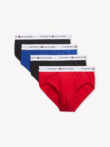 Férfi Tommy Hilfiger Pamut classics brief 4pk Briefs Piros Királykék Kék Fekete | HU 1324BEX